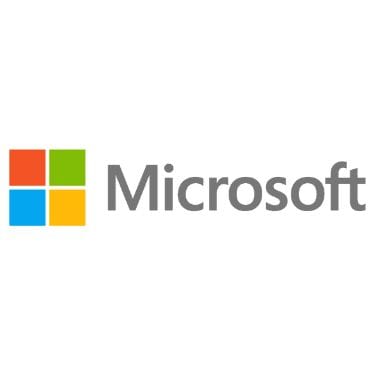 Four-color square logo and gray Microsoft lettering on a white background, in the style of a minimalist white background shot.