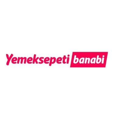 Pink-red Yemeksepeti Banabi logo lettering on a white background, a simple and modern minimalist white background shot.