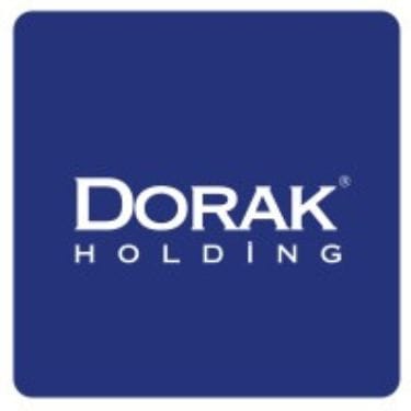 White DORAK HOLDING lettering with rounded corners in a dark blue square, logo in minimalist catalog shot style.