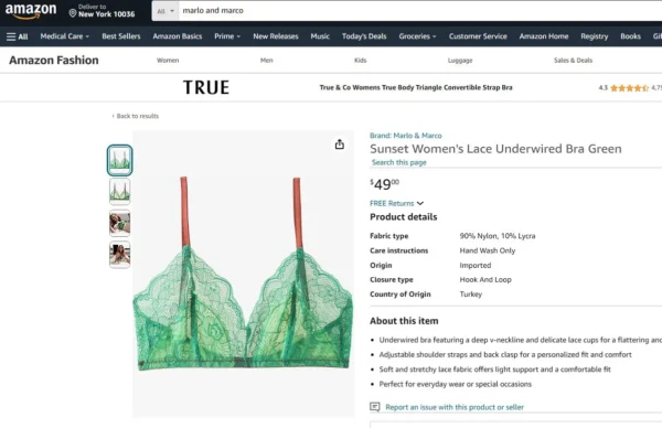 Beyaz zeminde serilmiş yeşil dantelli ince pembe askılı bralet, detaylı e-ticaret çekimi ve beyaz fon çekimi Berlin'de.